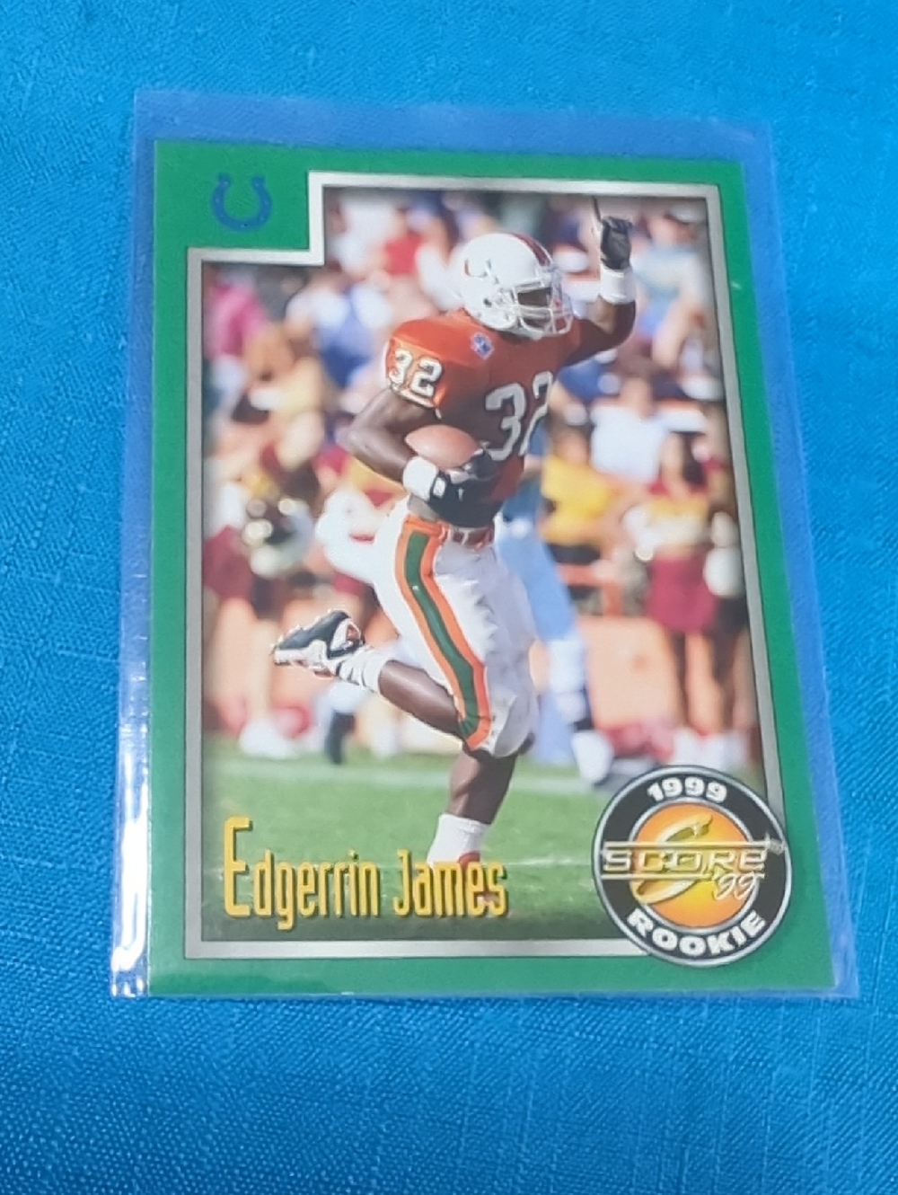 1999 Score Rookie Edgerrin James Football Card - Rookie #224 Green Border- NM